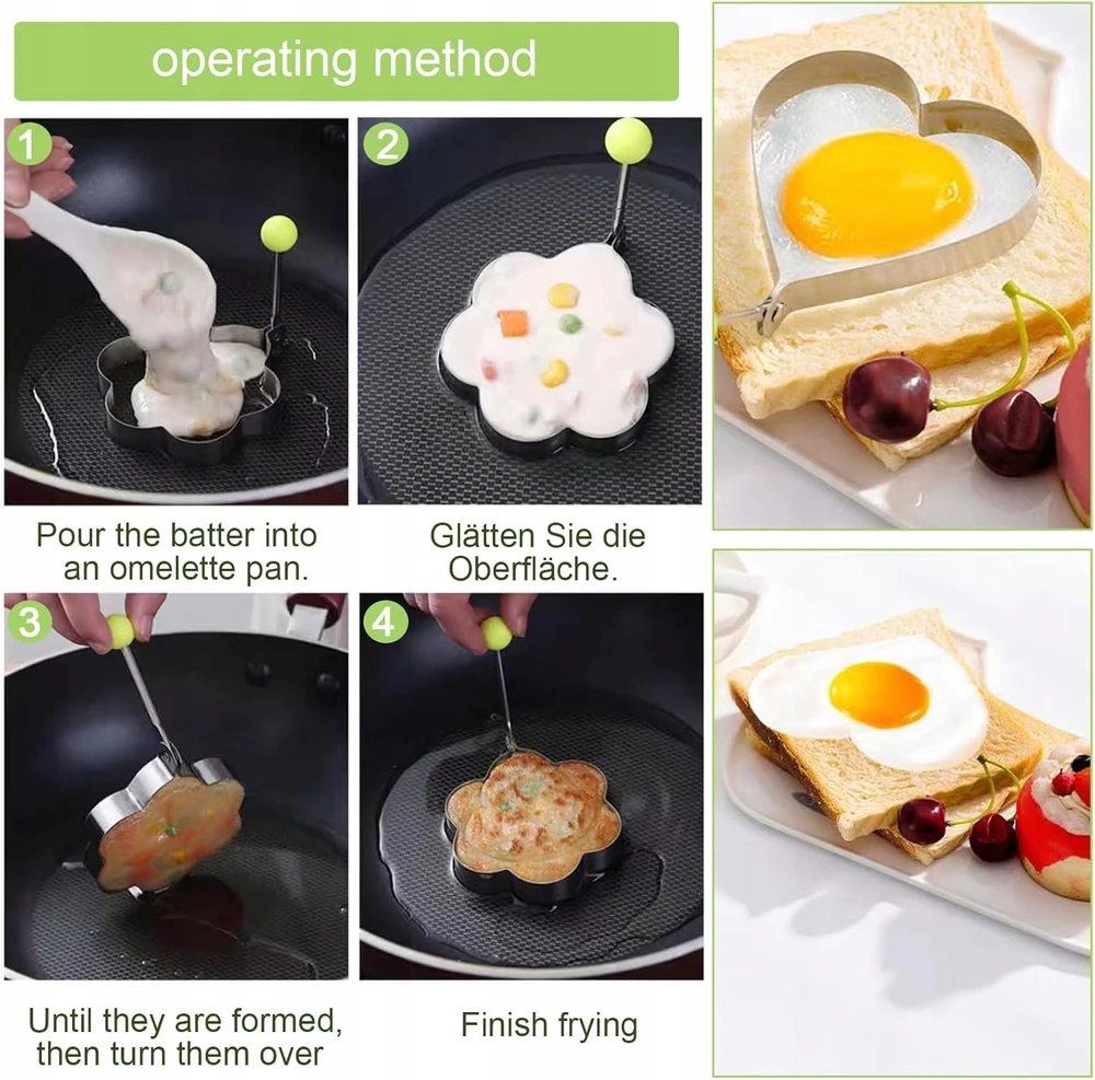 KEPTŲ KIAUŠINIŲ IR omletų FORMĖJIMAI – 8 VIENŲ RINKINYS + ALIEJUS ŠEPETĖLIS