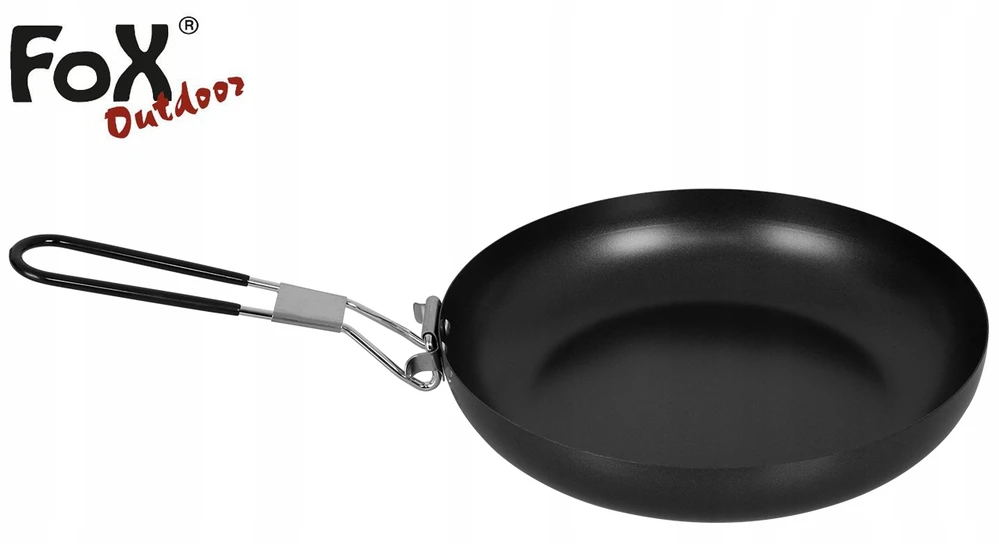 Keptuvė su sulankstoma rankena Fox Outdoor, 24x4.7cm, juoda
