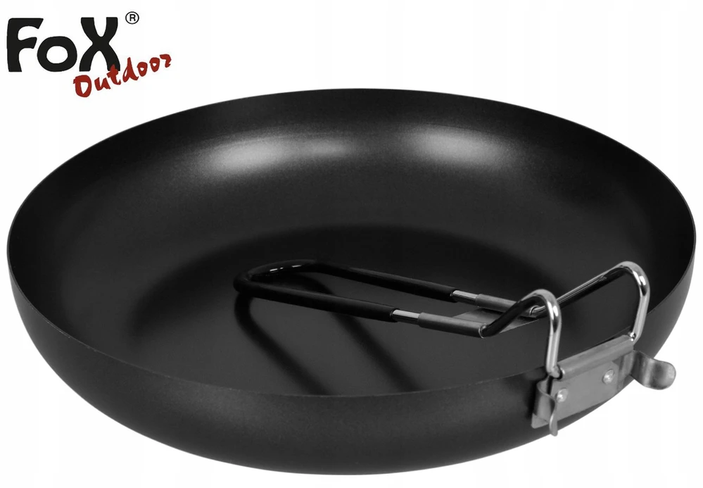 Keptuvė su sulankstoma rankena Fox Outdoor, 24x4.7cm, juoda