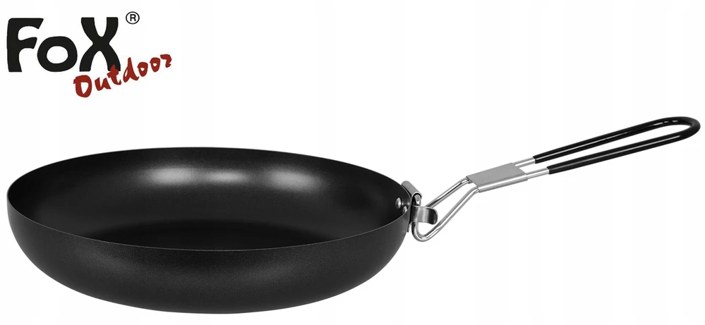 Keptuvė su sulankstoma rankena Fox Outdoor, 24x4.7cm, juoda