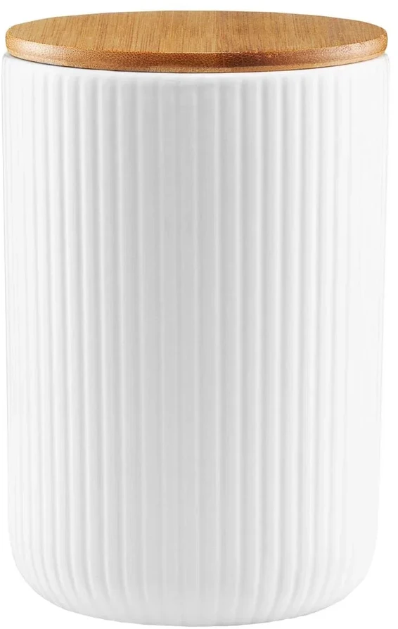 Keraminis maisto laikymo indelis AMBITION CURLY, su bambukiniu dangt., pilkos sp., 0,85 L
