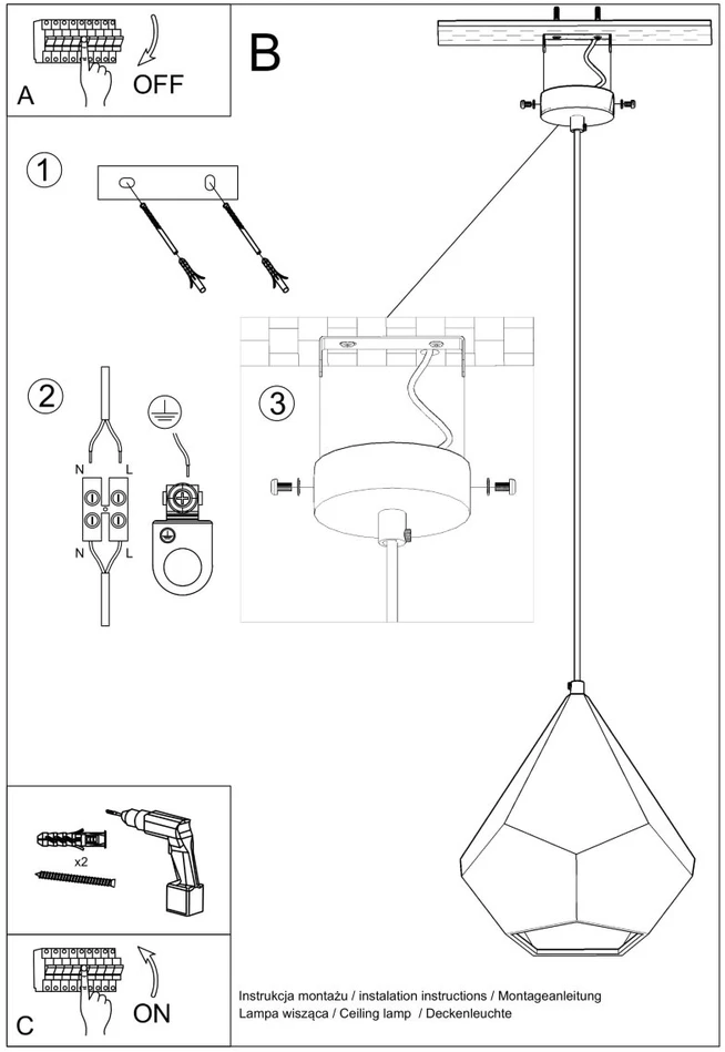 Sollux Lighting Keraminis pakabinamas šviestuvas PAVLUS