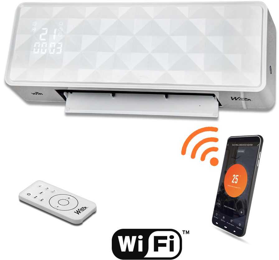 4IQ Keraminis sieninis šildytuvas 2000W, su WiFi