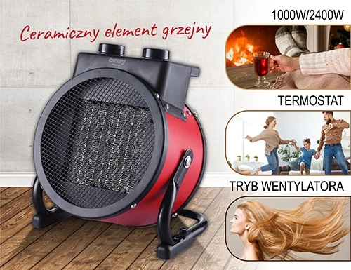 Adler Camry | Ventiliatoriaus šildytuvas | CR 7743 | Keramika | 2400 W | Galios lygių skaičius 2 | Raudona