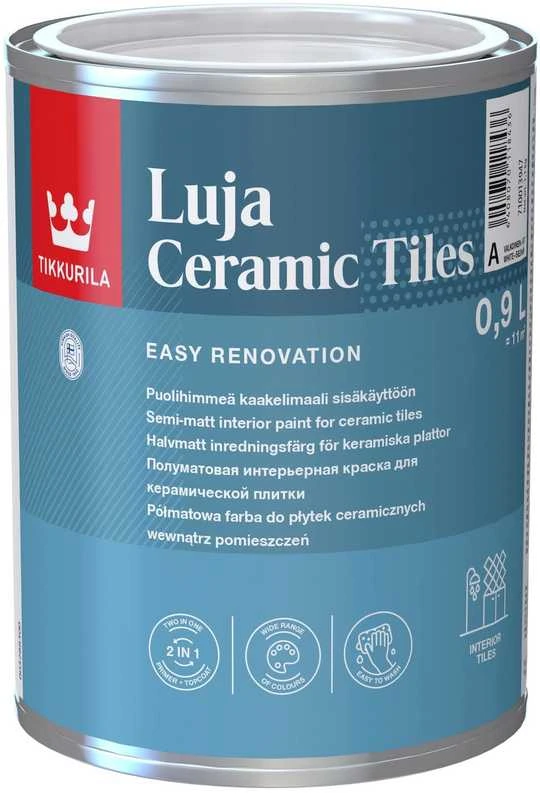 Keraminių plytelių dažai TIKKURILA LUJA CERAMIC TILES, pusiau matiniai, C bazė, 0,9 l