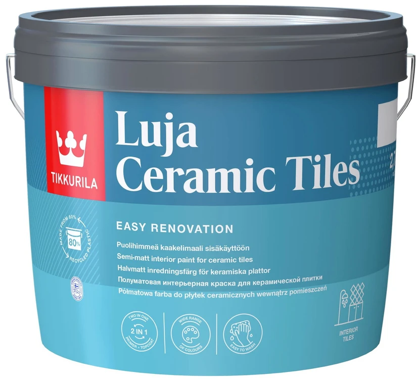 Keraminių plytelių dažai TIKKURILA LUJA CERAMIC TILES, pusiau matiniai, A bazė, 0,9 l