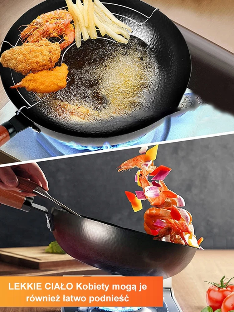 Ketaus puodas 24 cm mažas Wok pieno neprideganti keptuvė su dangčiu