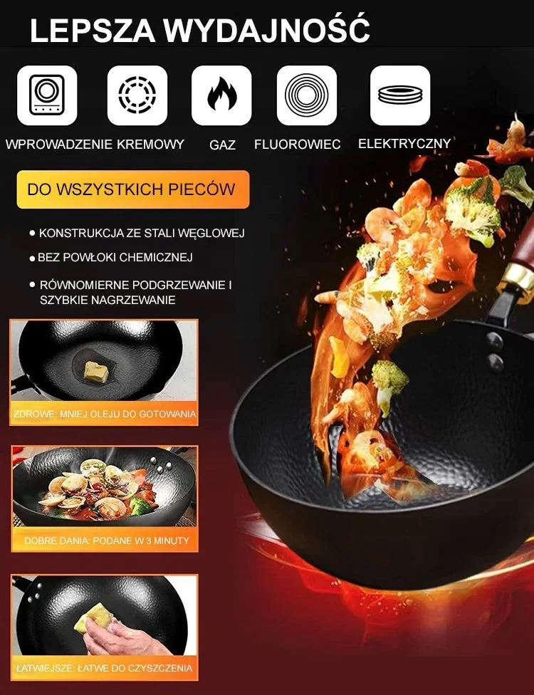 Ketaus puodas 24 cm mažas Wok pieno neprideganti keptuvė su dangčiu