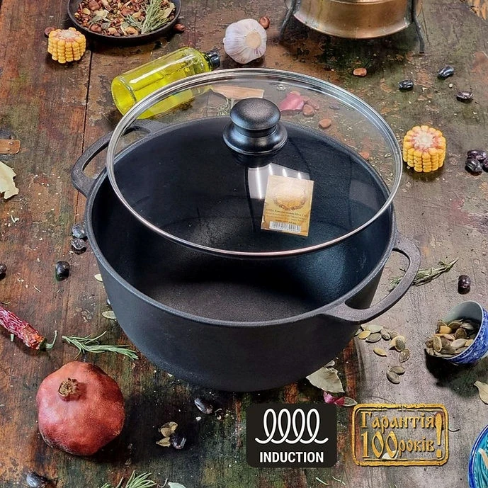 Ketaus puodas su dangteliu, 6L