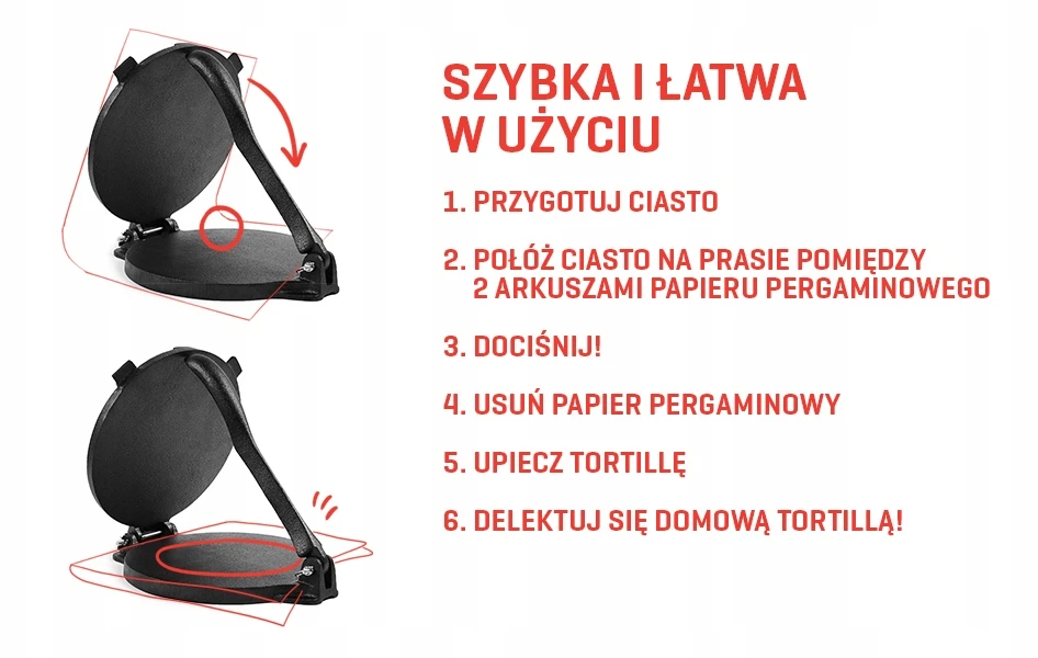 Ketaus tortilijos presas 25 cm Uno Casa Roti ir Tortilla Pres