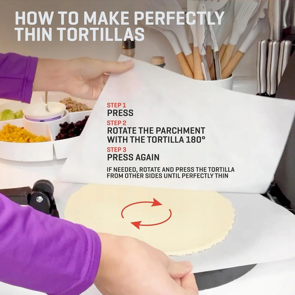 Ketaus tortilijos presas 25 cm Uno Casa Roti ir Tortilla Pres