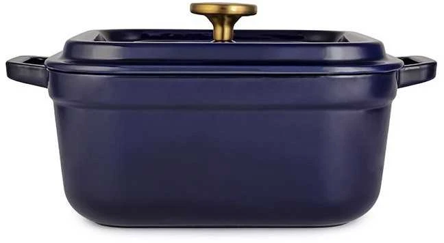 Keturkampis emaliuotas ketaus puodas Zyle ZY08BLKI, 24 x 24 cm, 4.5 l, mėlynas