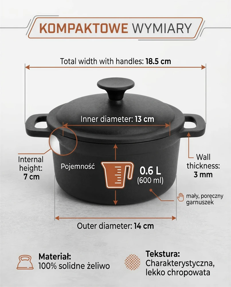 KETUS PUODAS SU dangteliu troškinimui KEPINIMAS Juodas MAZAS 0,6L