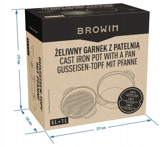 KETUS PUODAS SU GRILINIU 5L + 1L BROWIN