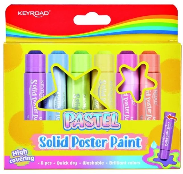 Kietos dažų lazdelės Keyroad, pastelinės, 6 spalvos
