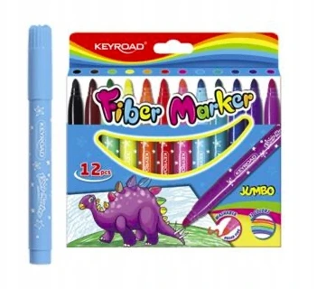 Keyroad Jumbo storio spalvoti žymekliai vaikams, 12 vnt.