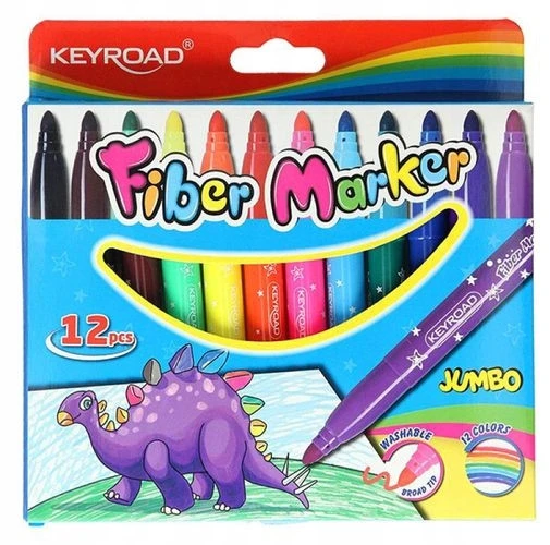 Keyroad Jumbo storio spalvoti žymekliai vaikams, 12 vnt.