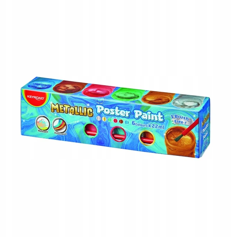 Keyroad Metallic Plakatų Dažai, 6x22ml, Su Teptuku