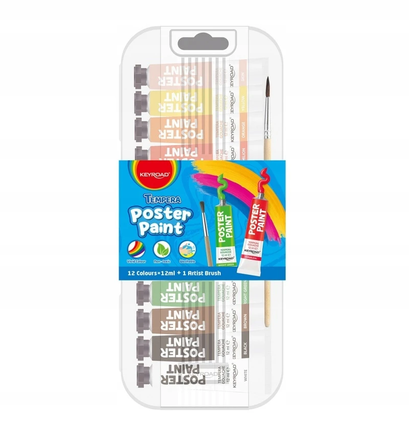 Pbs Connect Keyroad plakatų dažai 12x12ml, teptukas dovanų, dėžutėje
