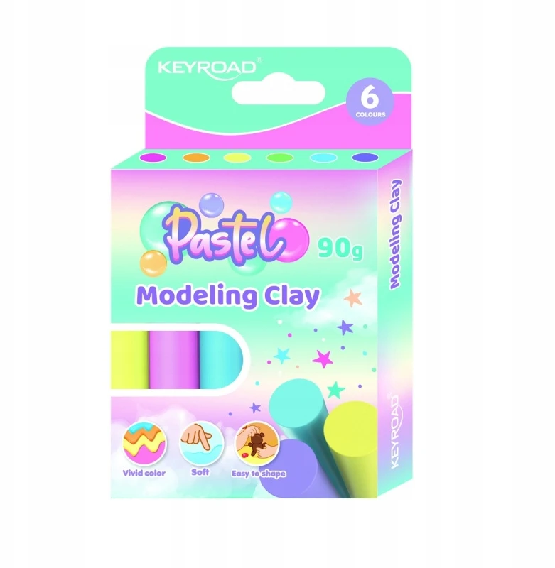 Keyroad Plastelina okrągła 6x15g pastel pudełko mix