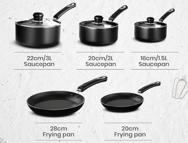 KICHLY 5 indukcinių puodų ir keptuvių rinkinys 20-28cm su dangčiais virtuvė