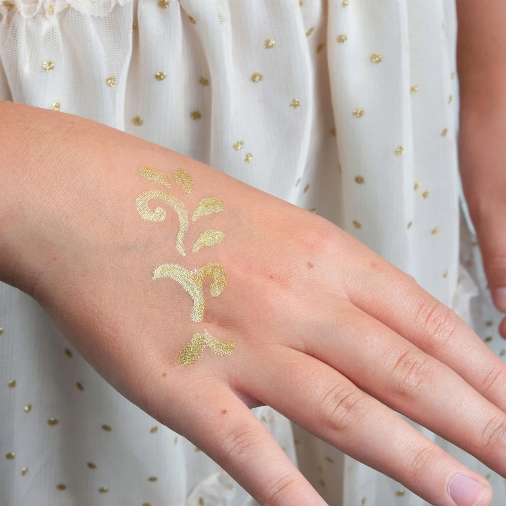 Kidea 6 blizgančių tatuiruočių žymeklių rinkinys + šablonai