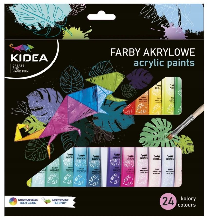 Derform Kidea akriliniai dažai, 24 spalvos, 6 ml