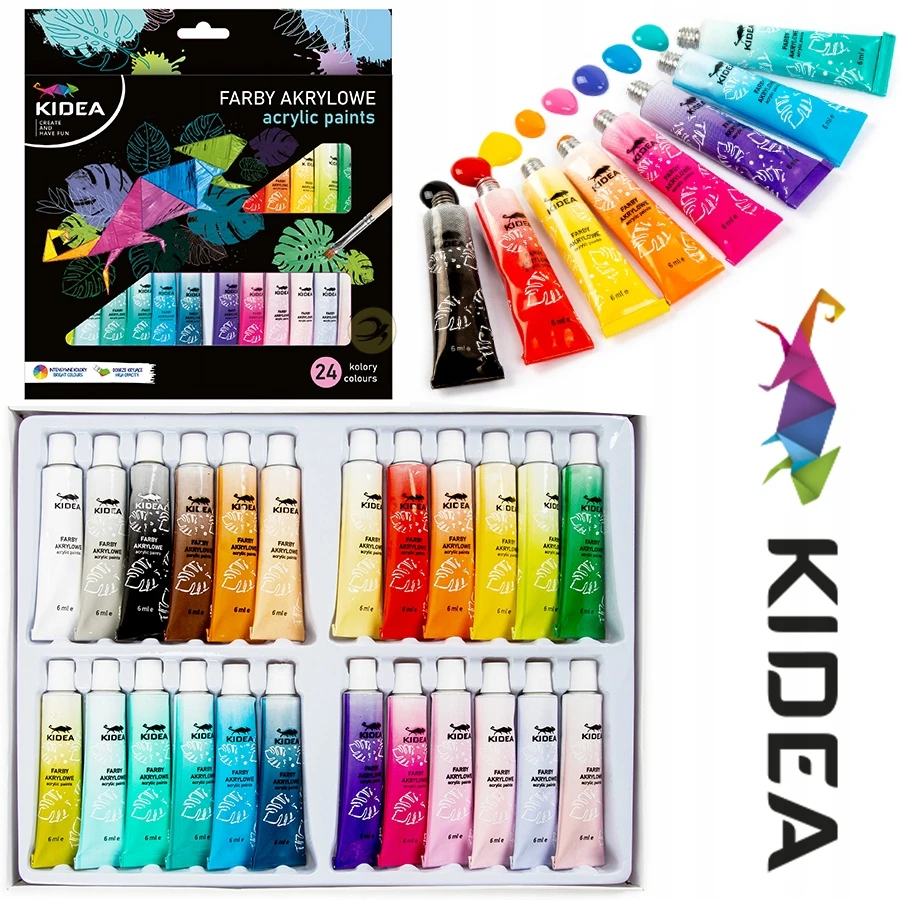 Derform Kidea akriliniai dažai, 24 spalvos, 6 ml