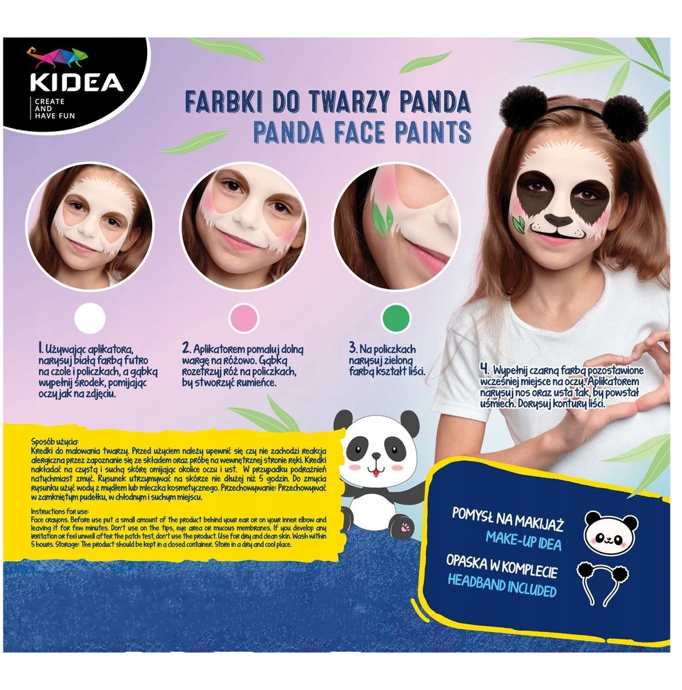 Kidea dažai veidui su pandos ausytėmis ir teptuku