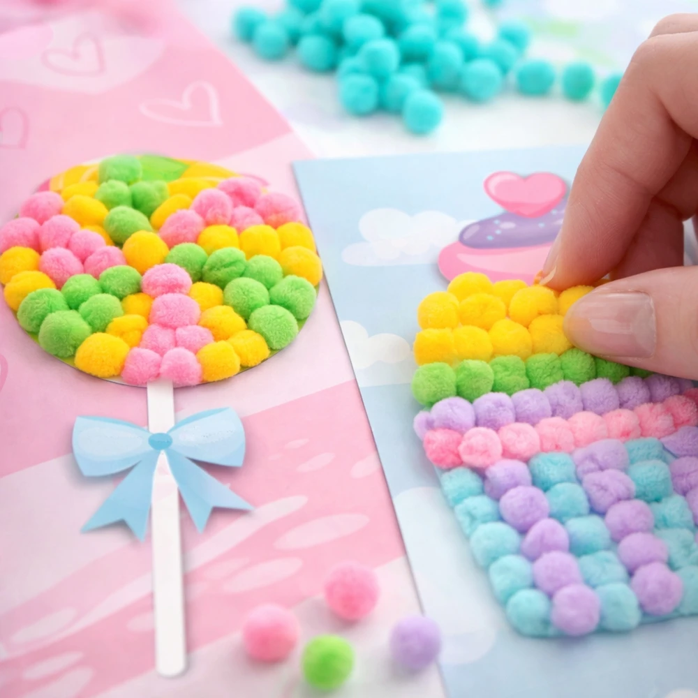 Kidea KŪRYBINIS POMPOMŲ LAZDŲ RINKINYS SWEET LOLLEY CUBBIN 300 POMPOMS