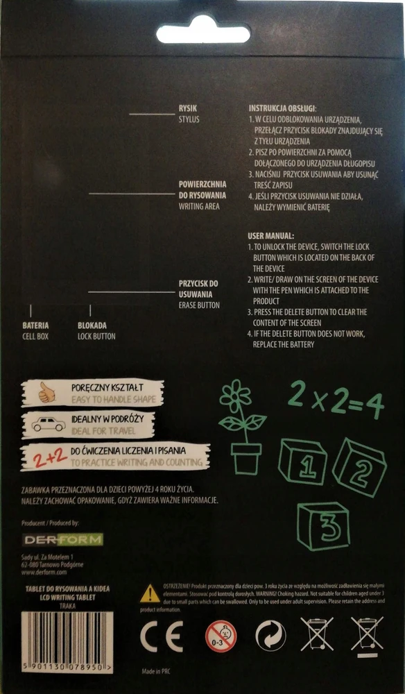Derform Kidea Lcd piešimo planšetė, mėlyna