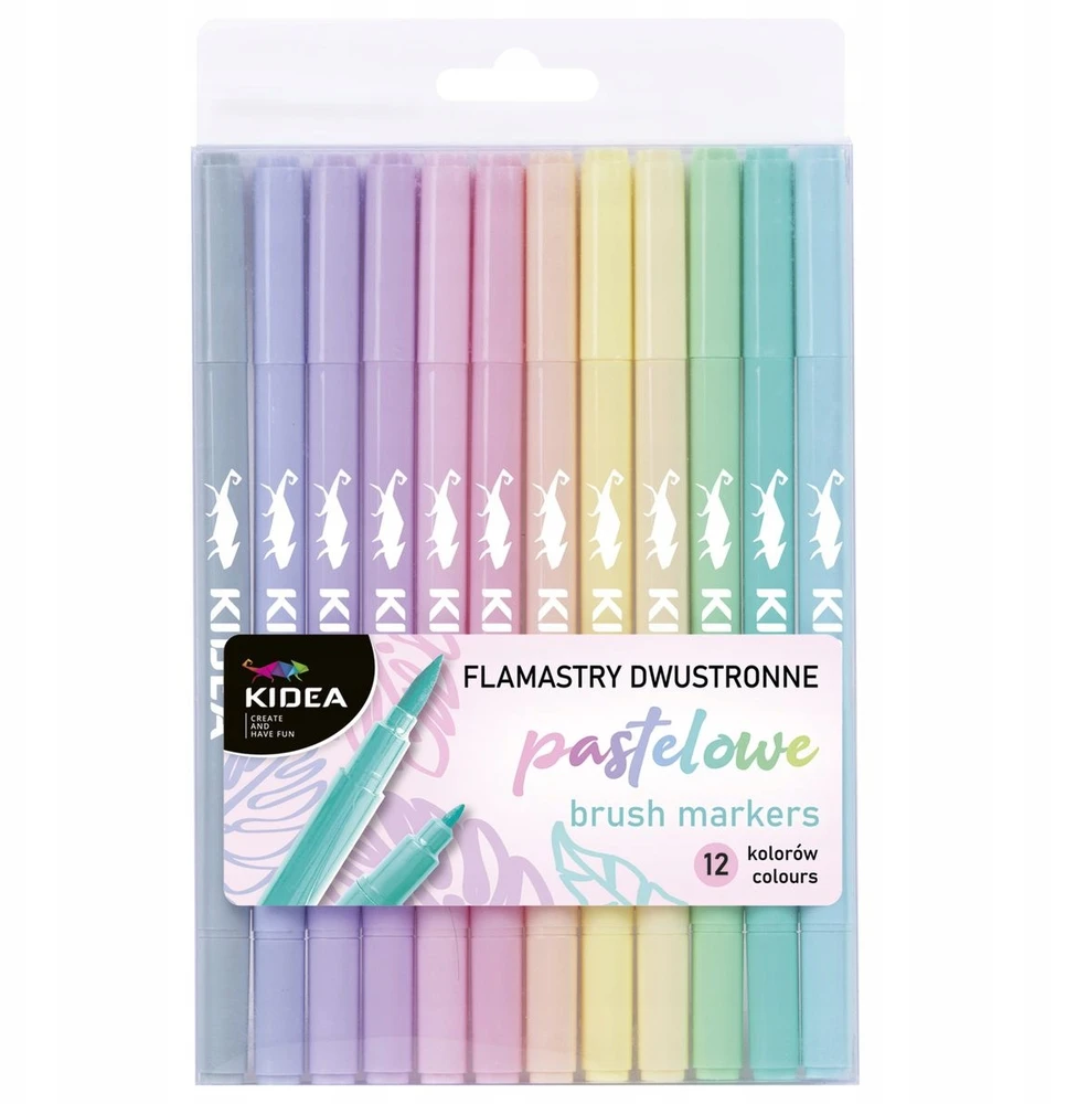 Kidea pasteliniai dvipusiai markeriai, 12 spalvų