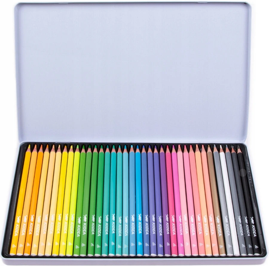 Derform Kidea spalvoti pieštukai 36 vnt. metalinėje dėžutėje
