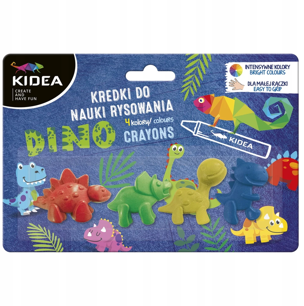 Derform Kidea vaikiškos kreidelės su dinozaurais, 4 spalvos