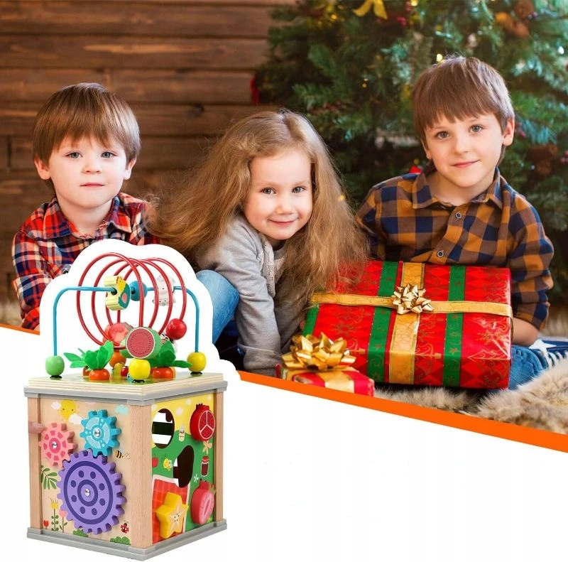 Kidino Mokomasis sensorinis kubas Medinis Montessori rūšiuotojas Pagauk kirminą