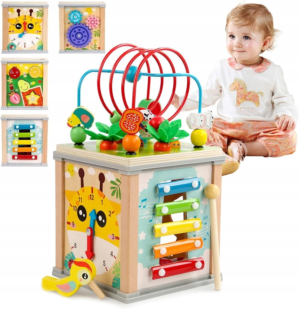 Kidino Mokomasis sensorinis kubas Medinis Montessori rūšiuotojas Pagauk kirminą