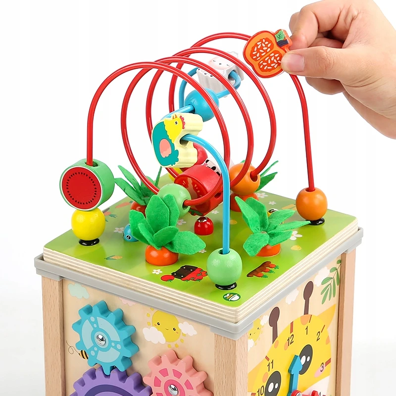 Kidino Mokomasis sensorinis kubas Medinis Montessori rūšiuotojas Pagauk kirminą