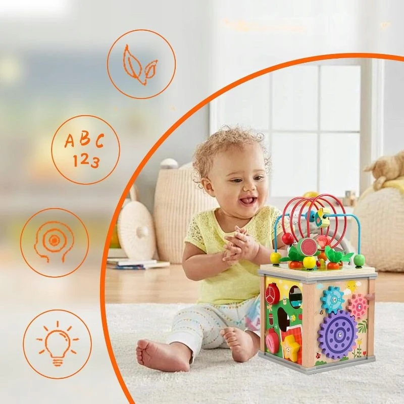 Kidino Mokomasis sensorinis kubas Medinis Montessori rūšiuotojas Pagauk kirminą