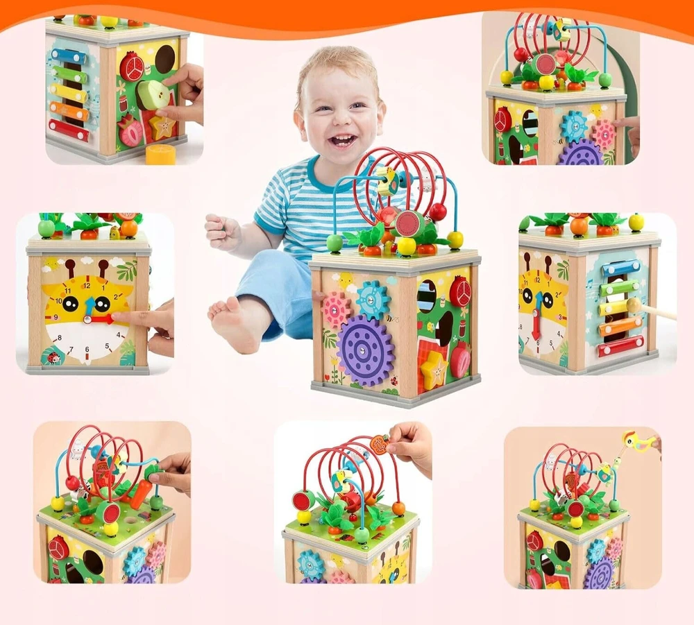 Kidino Mokomasis sensorinis kubas Medinis Montessori rūšiuotojas Pagauk kirminą