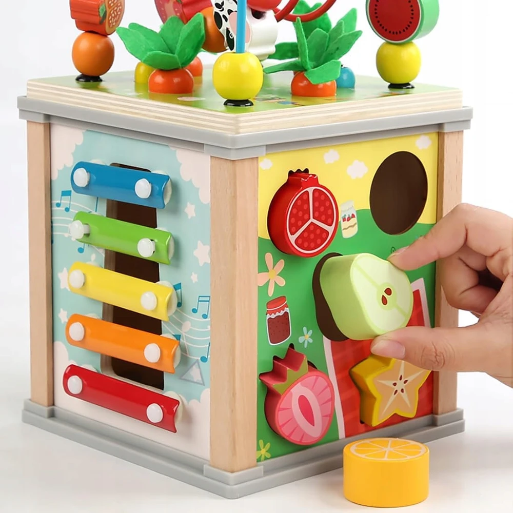 Kidino Mokomasis sensorinis kubas Medinis Montessori rūšiuotojas Pagauk kirminą