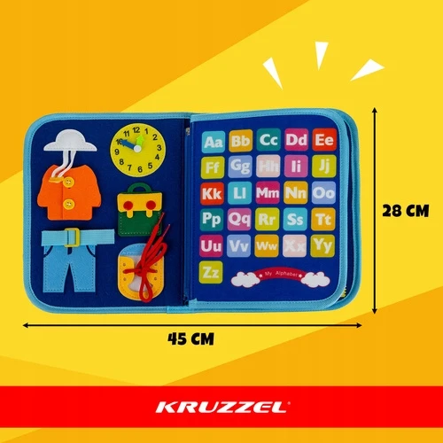 KIDINO MONTESSORI SENSORY BOOK XXL MANIPULIAVIMO LENTA 14IN1 Saugus