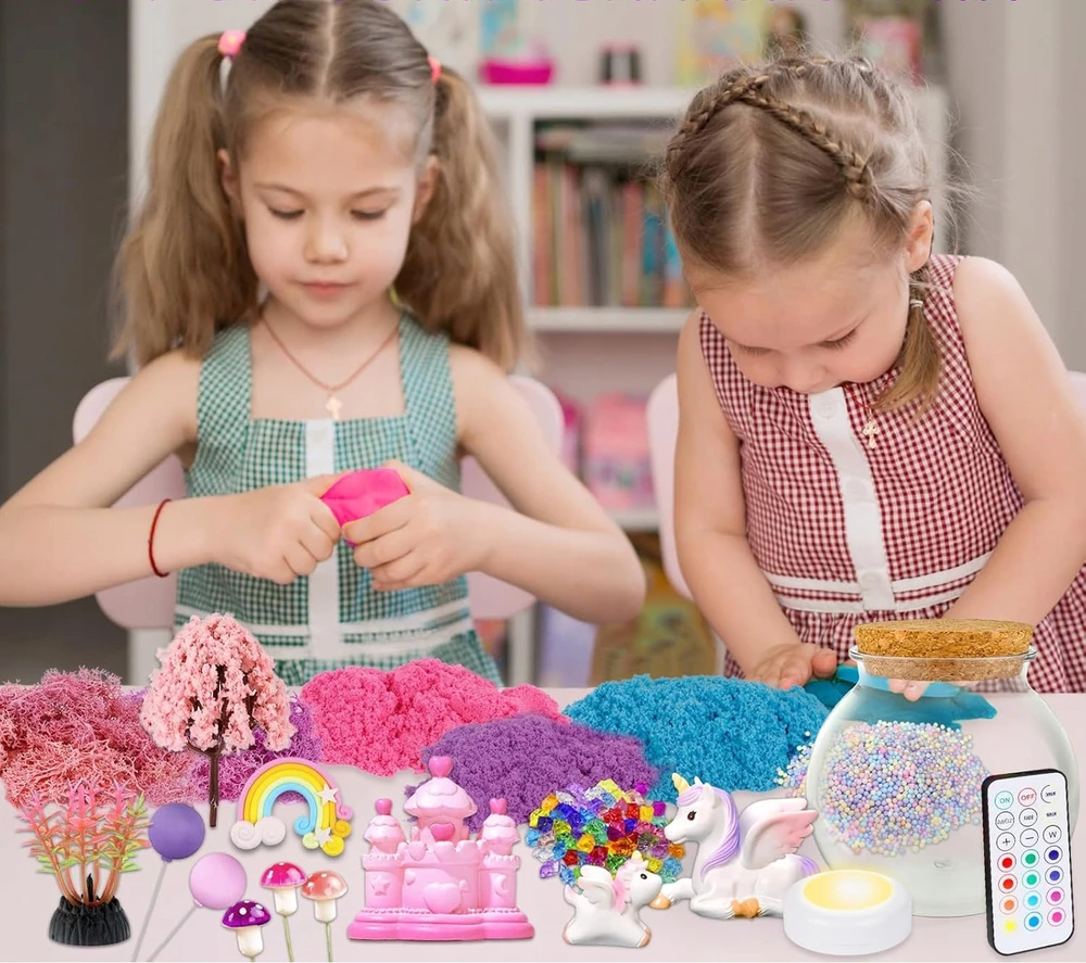 KIDINO UNICORN SET CREATIVE MAGICAL TERRARUIM LED NAKTINĖ LEMPA DOVANA