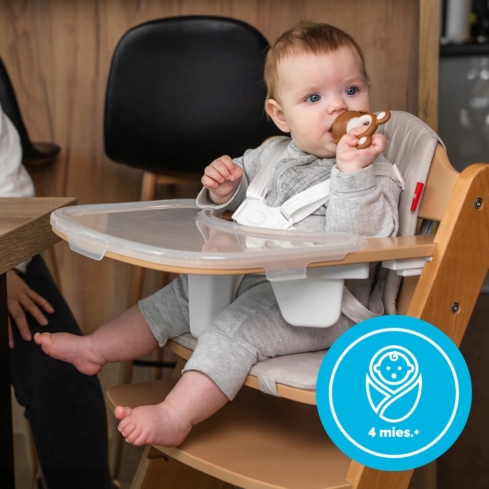 Kidnort 2in1 smėlio spalvos silikoninis dantukas skirtas tiekti maistą nuo 4 mėn