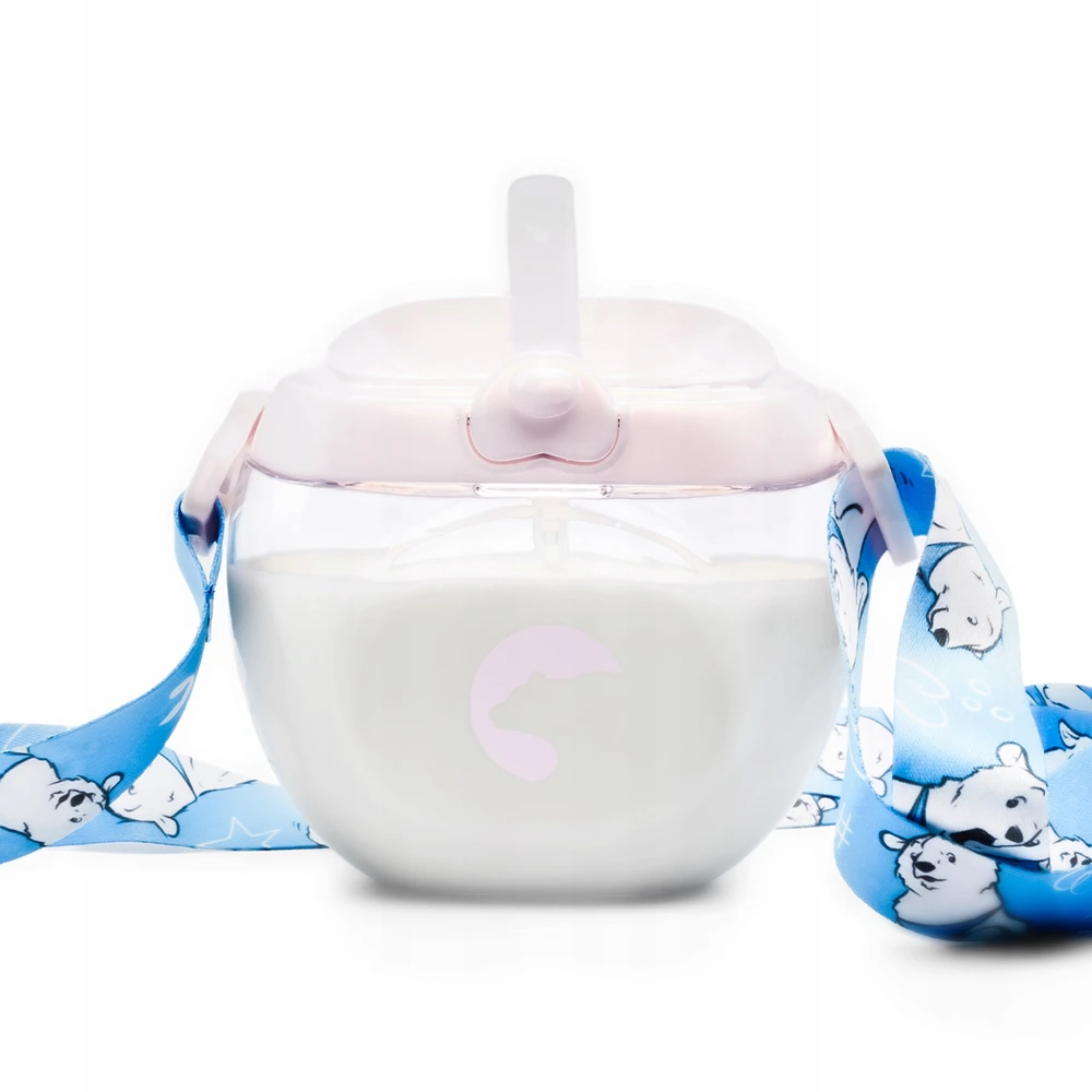 Kidnort Baer vaikiškas vandens butelis 300ml Rožinė 6M+ Tritan Straw Lanyard BE BPA