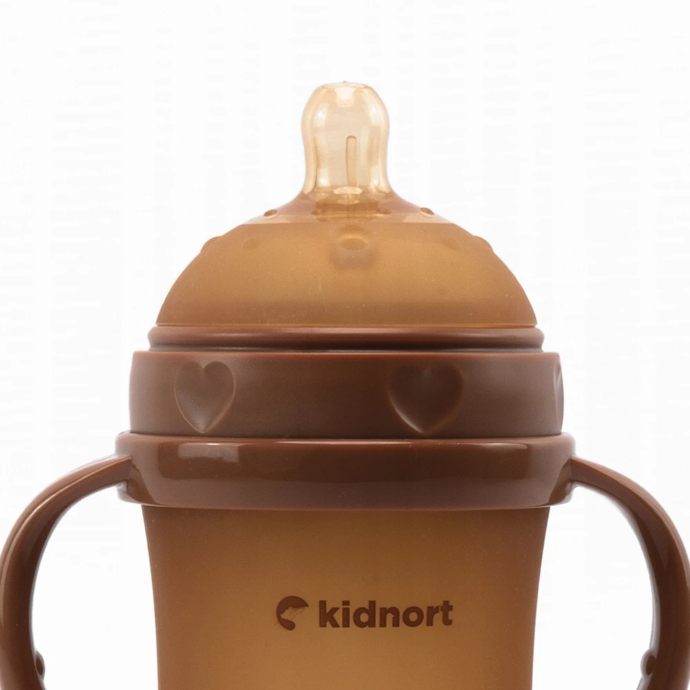 Kidnort Eple Anti-Colic silikoninis buteliukas 250ml Brown 6M+ BE BPA