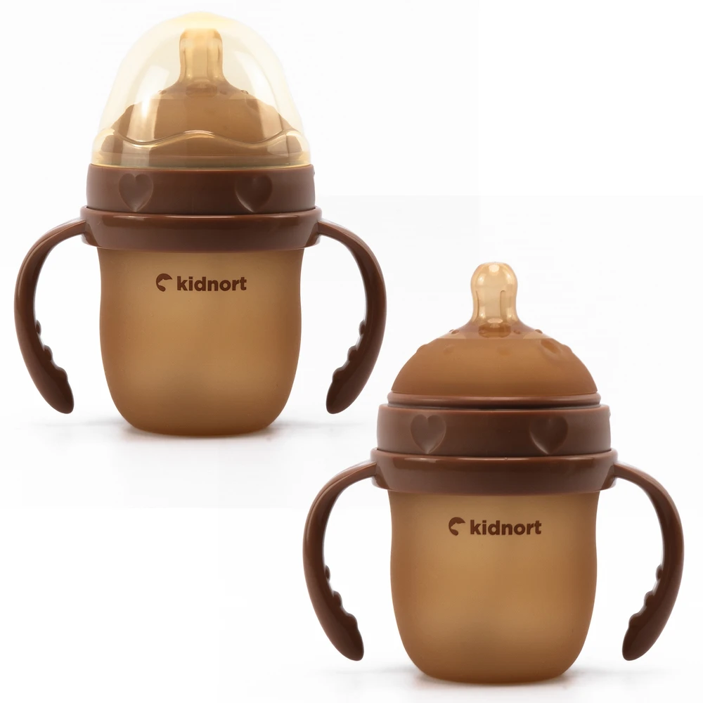 Kidnort Eple Anti-Colic silikoninis buteliukas 150ml Brown 0-3M BE BPA