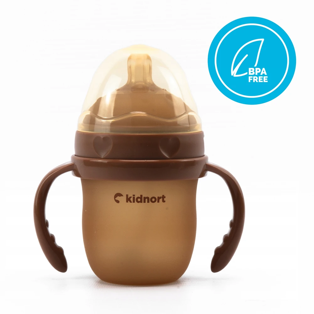 Kidnort Eple Anti-Colic silikoninis buteliukas 150ml Brown 0-3M BE BPA