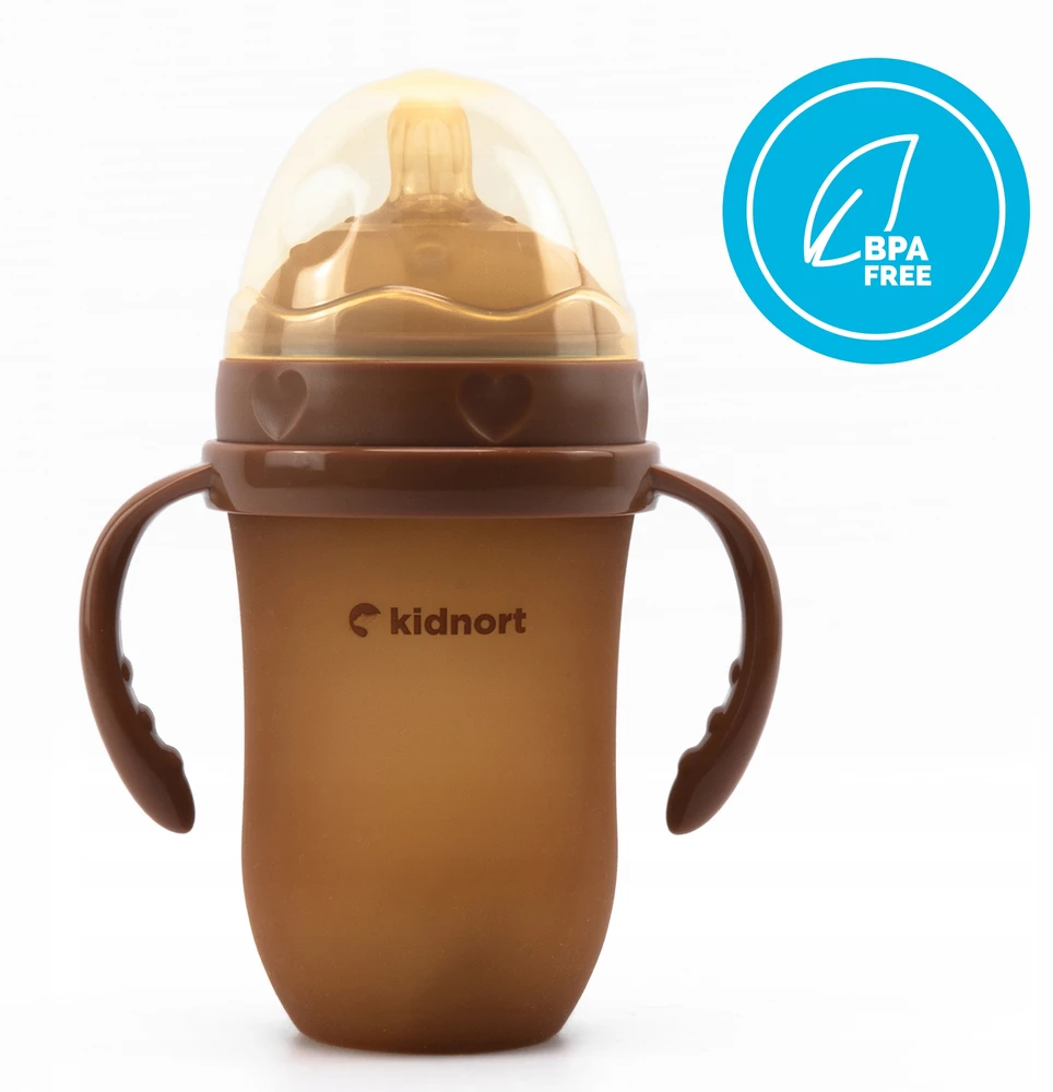 Kidnort Eple Anti-Colic silikoninis buteliukas 250ml Brown 6M+ BE BPA
