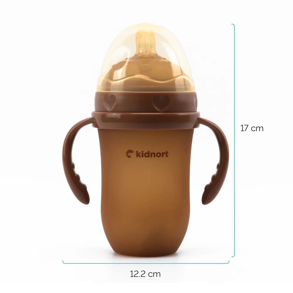Kidnort Eple Anti-Colic silikoninis buteliukas 250ml Brown 6M+ BE BPA