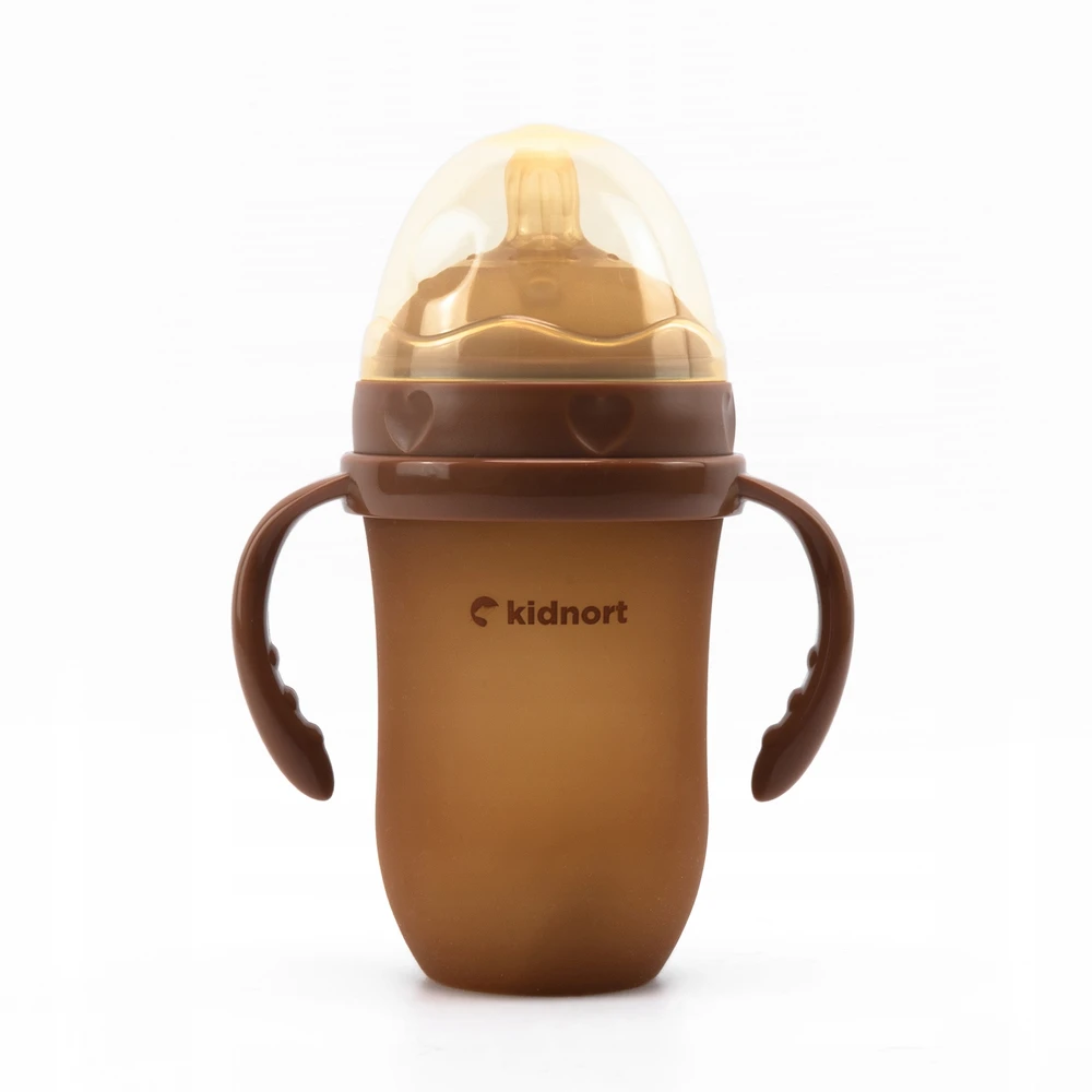 Kidnort Eple Anti-Colic silikoninis buteliukas 250ml Brown 6M+ BE BPA
